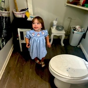 Beautiful winter smock dress for baby girls, size 12 months